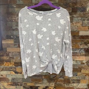 Girls size L gray sweater with white unicorns
